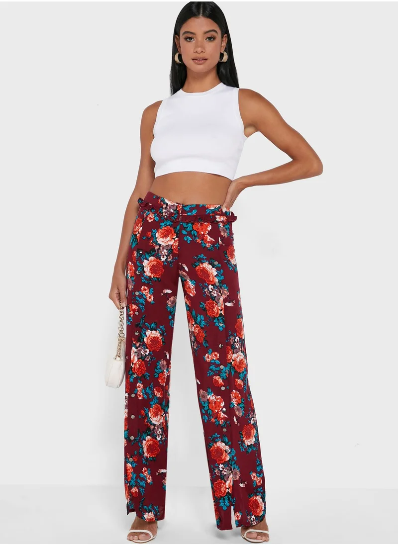 amina k Slit Detail Printed Pants