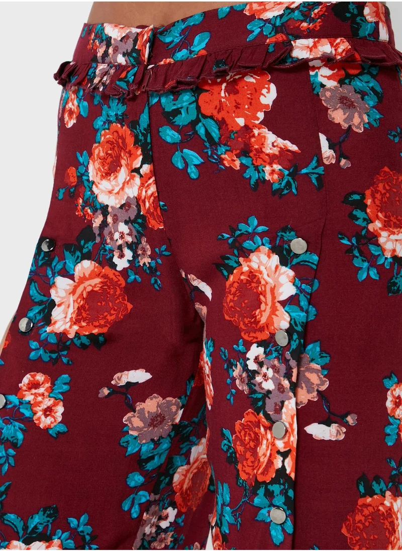 amina k Slit Detail Printed Pants