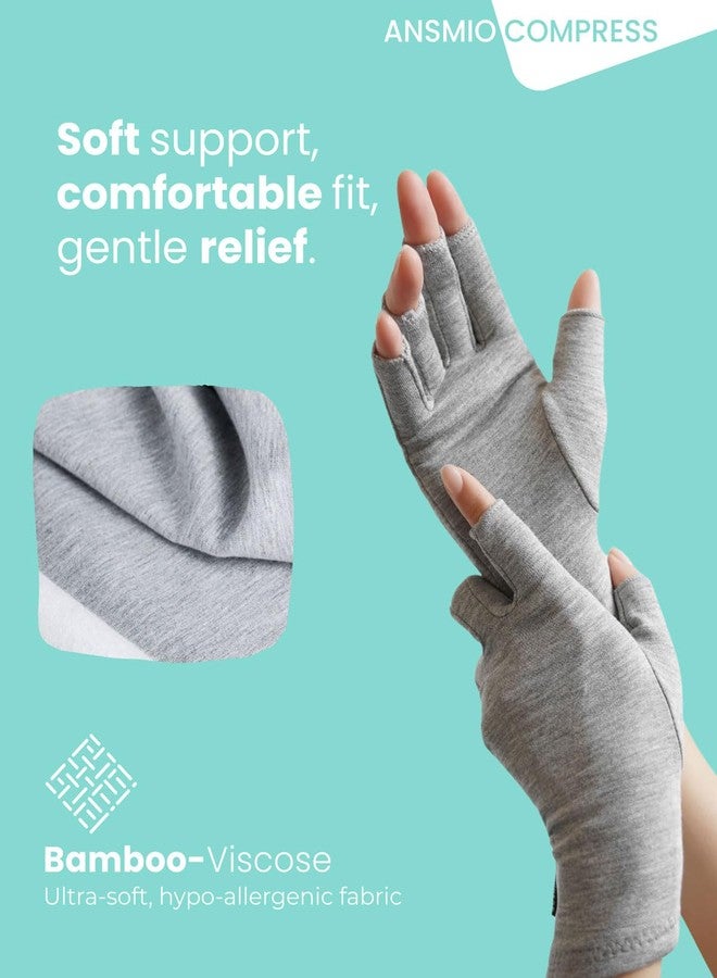 ANSMIO Rayon Derived from Bamboo Compression Gloves - Fingerless Arthritis & Carpal Tunnel Support, Lightweight Moisture-Wicking, Gentle Relief for Men & Women, Size L - Image 2