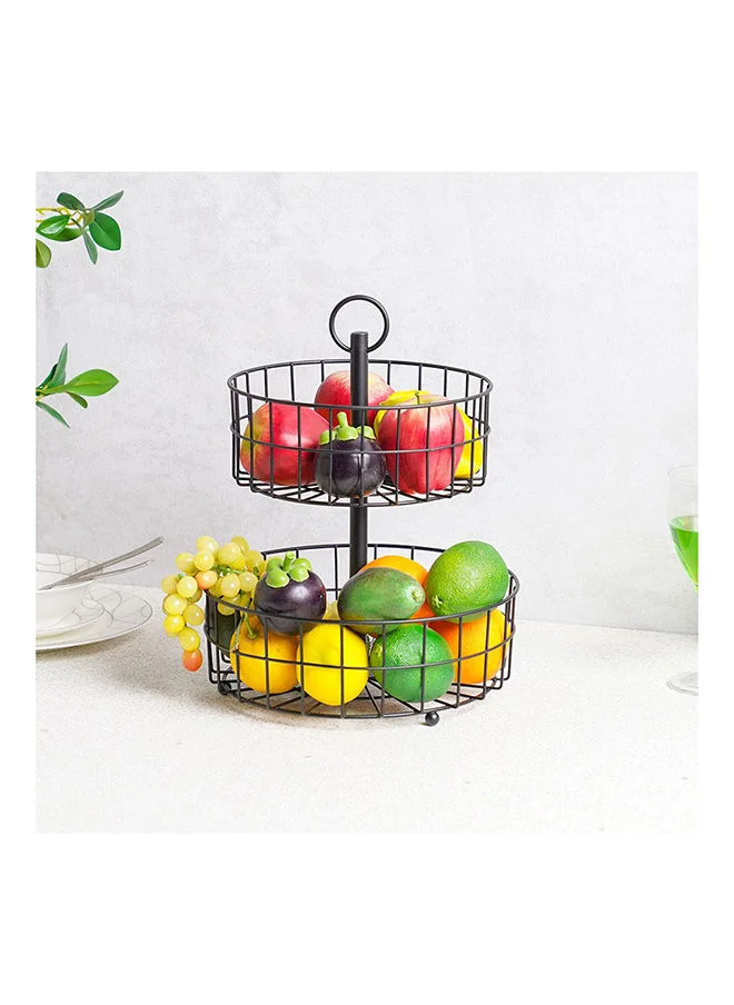 دانوب هوم Atticus 2 Tier Iron Fruit Storage Cart Metal Iron Modern Houseware Fruit And Vegetables Rack L 29 X H 37.5cm Black