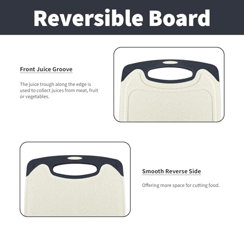 ZoiNavyer Cutting Board for Kitchen, Non Slip Chopping Board with Juice Grooves for Meat, Veggies, Space-Saving, Dishwasher Safe, Durable Kitchen Essential (Wheat) - Image 4
