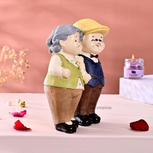 Ascension Resin Old Couple Statue Vintage Old Man & Woman Figurine Romantic Grandparents Idol Love Showpiece Decorative Item for Anniversary Retirement Birthday Gift Valentines Day Home & Office Décor - Image 2