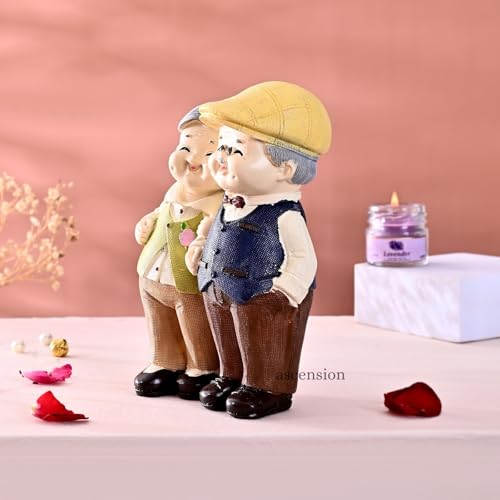 Ascension Resin Old Couple Statue Vintage Old Man & Woman Figurine Romantic Grandparents Idol Love Showpiece Decorative Item for Anniversary Retirement Birthday Gift Valentines Day Home & Office Décor - Image 4