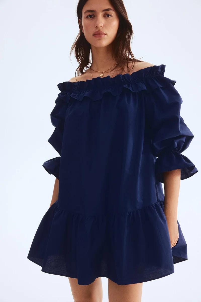 H&M Off-the-shoulder poplin dress
