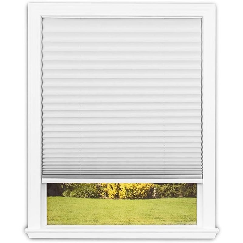 Redi Shade No Tools Easy Lift TrimatHome Cordless Pleated Light Filtering Fabric Shade White 30 W x 64 L Fits windows 19 in  30 in