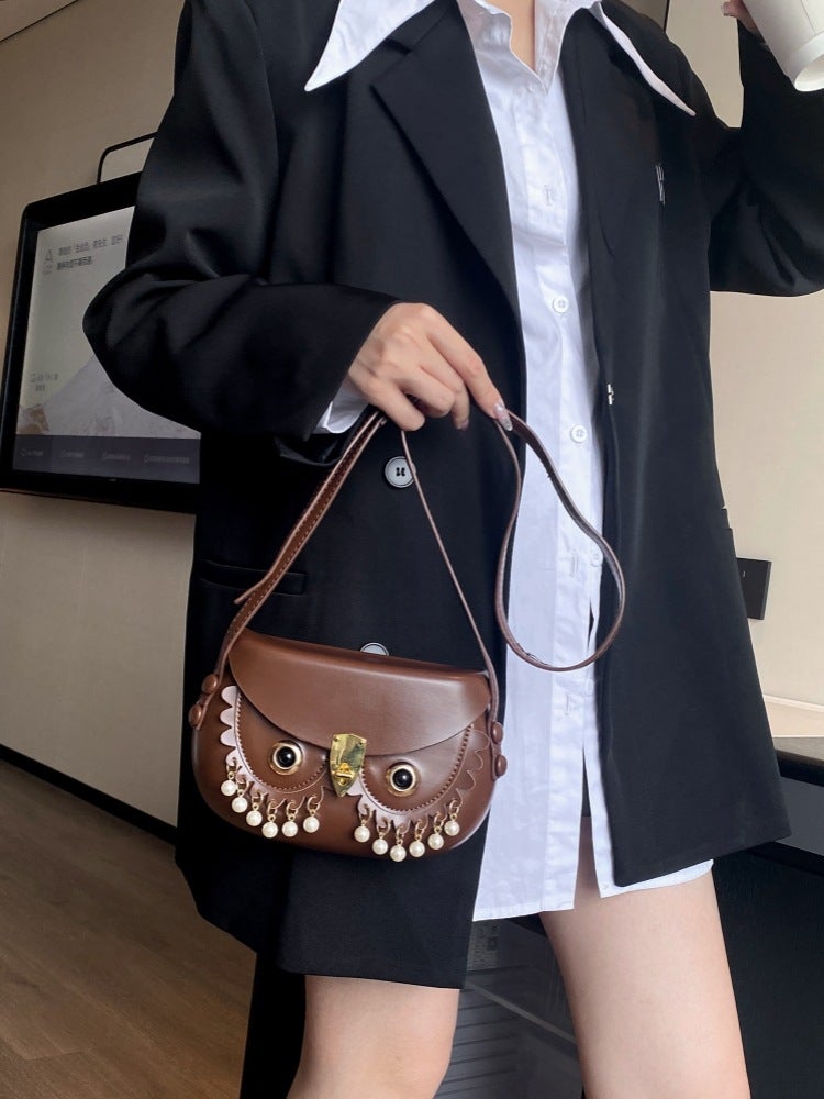 K-Style Of Retro Ins Saddle Bag 2025 Trendy Owl Shoulder Crossbody Bag Casual Versatile Lightweight Mobile Phone Bag - Image 3