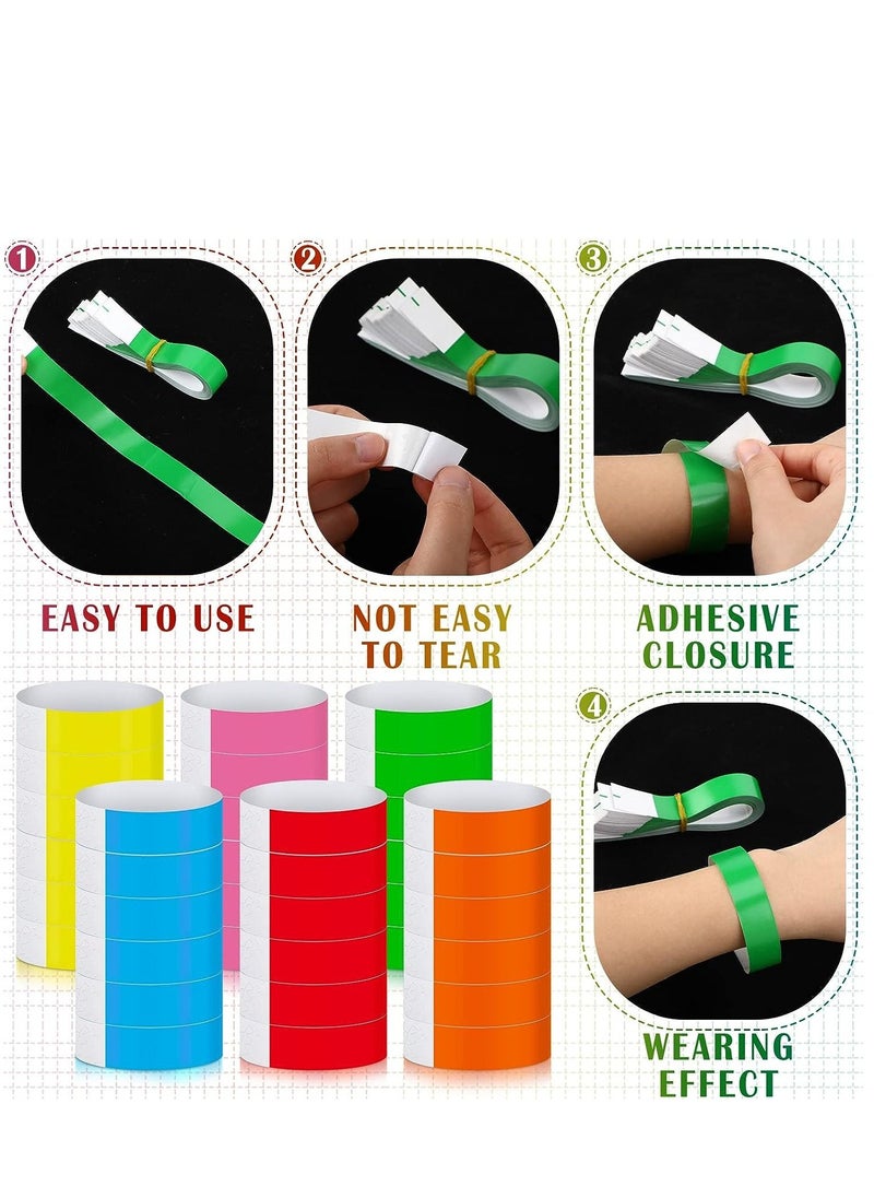Arabest - 600 Pack Paper Neon Wristbands, Neon Colourful Hand Bands, Waterproof Lightweight Wrist Straps for Music Festivals Concerts Events Bars - Image 1