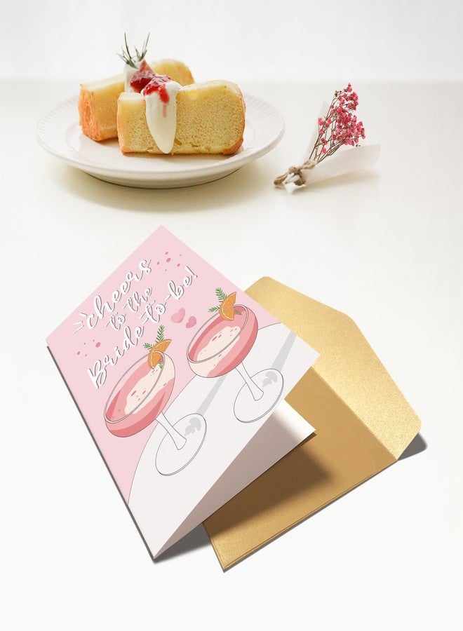 Chenive Bridal Shower Card for Bride To Be, Engagement Congratulations Card for Female Friend Sister, Funny Bachelorette Card, Pink Wedding Shower Card for Bride, Cheers To The Bride To Be Card - Image 5