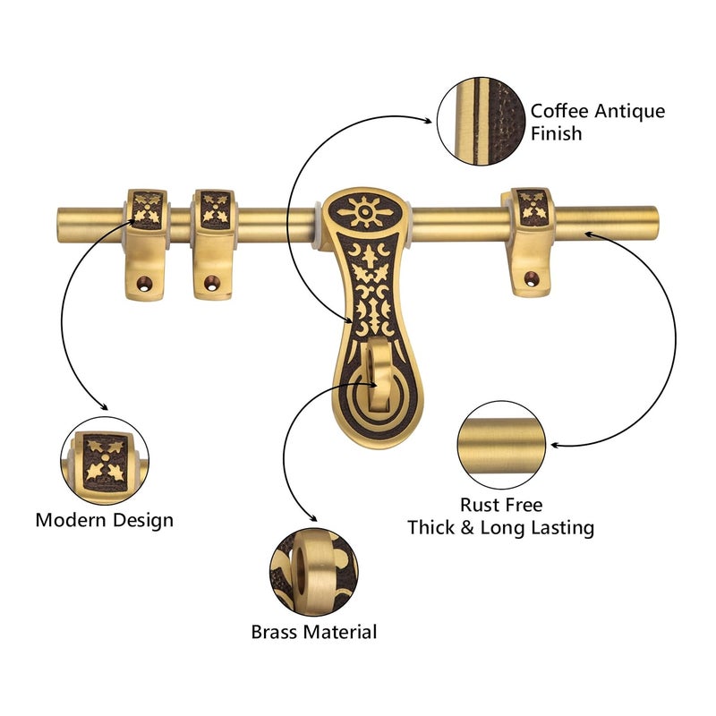 Compass Elite Series Brass Heavy Aldrop for Single Door for Home/Office Door (Coffee Antique, 10 Inch) - Image 3