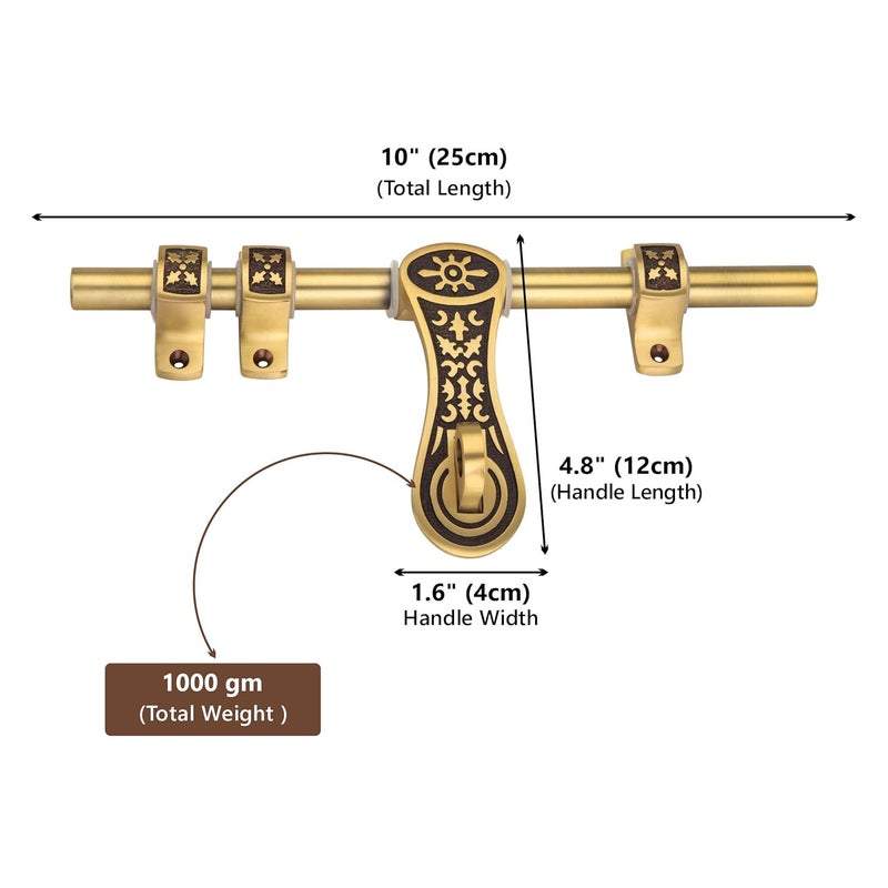 Compass Elite Series Brass Heavy Aldrop for Single Door for Home/Office Door (Coffee Antique, 10 Inch) - Image 2