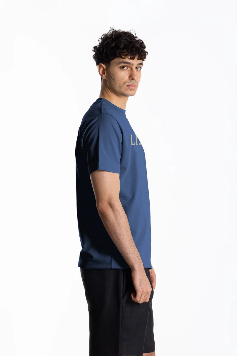 Shapes BLUE COTTON BLEND SLIM PRINTED T-SHIRT for Men | Best Price UAE