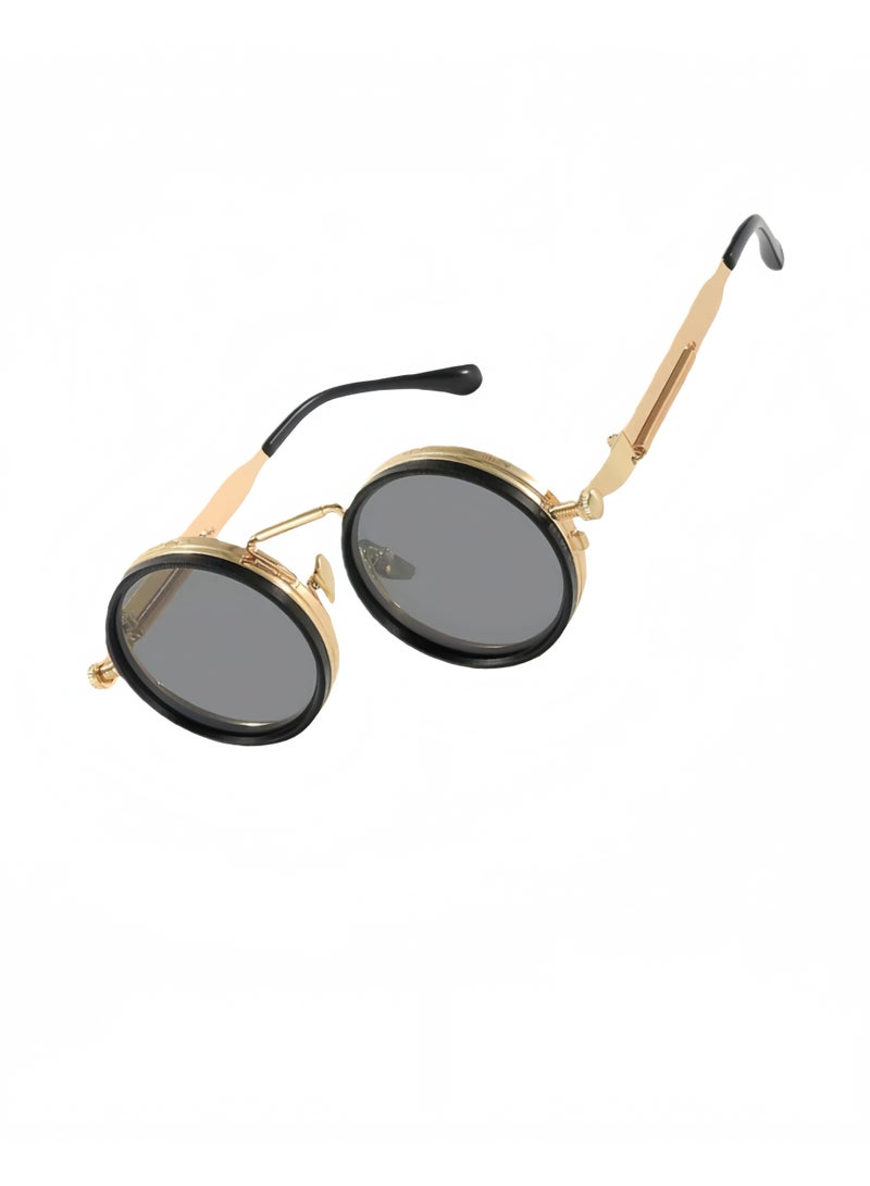 9-level adjustable UV400 polarized sunglasses, retro men's round metal frame sunglasses, suitable for desert driving, fishing, and hiking - Image 2
