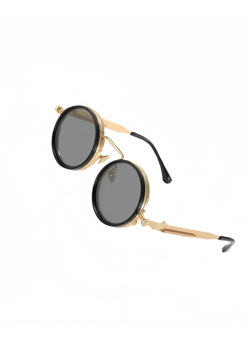 9-level adjustable UV400 polarized sunglasses, retro men's round metal frame sunglasses, suitable for desert driving, fishing, and hiking - Image 3