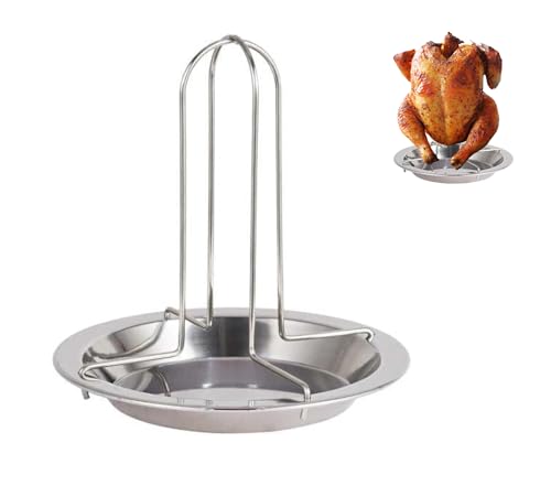 ULVEOL Chicken Roaster Rack Stainless Steel Turkey Standing Holder with Bowl Can Chicken Holder Vertical Roasters Racks Great for Home Camping Stand for Grill Oven Smoker Roasted Cooker - Image 1
