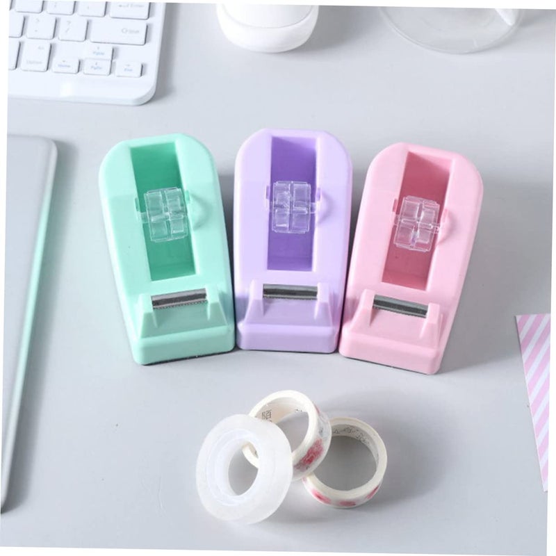 Portable Tape Dispenser 3 Pack Macaron Colors Desktop Holder With Smooth Cutter - Image 5