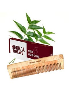 HERBAL BREWS Desi Neem Wooden Comb for Women & Men | Hair Growth | AntiBacterial Dandruff Remover & Hair Styling Comb | Handcrafted (Regular)  - Image 2