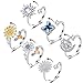 Honsny Fidget Rings for Women Spinner Fidget Ring Set Sunflower Butterfly Bee Star Moon Relief Spinning Rings for Adults - Image 3
