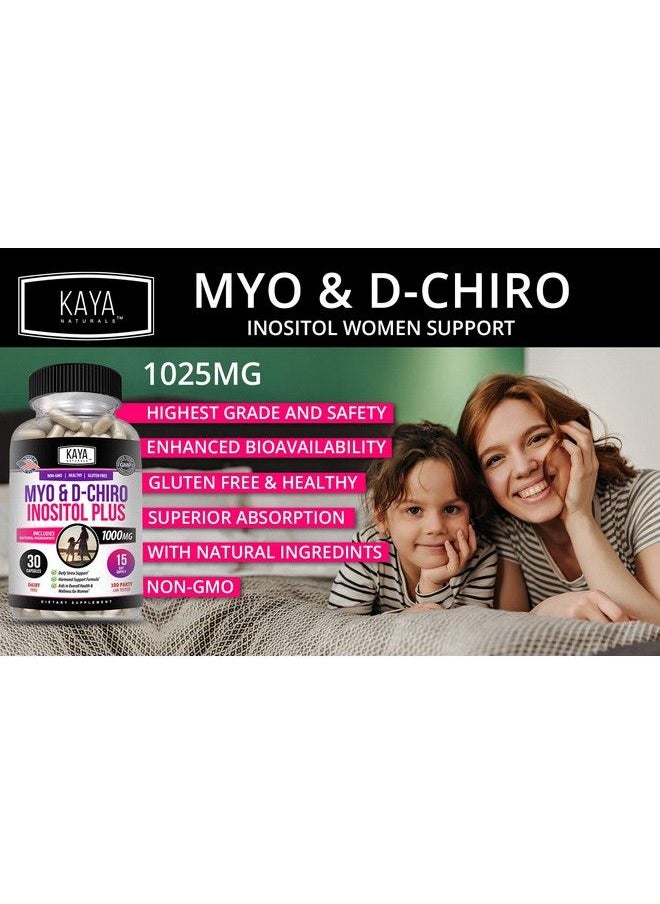 Kaya Naturals - Myo & Dchiro Inositol Plus ; Natural Fertility & Estrogen Supplements ; Most Optimal 40:1 Ratio ; Hormonal Balance & Healthy Ovarian Function Support For Women Vitamin B830 Capsules - Image 1
