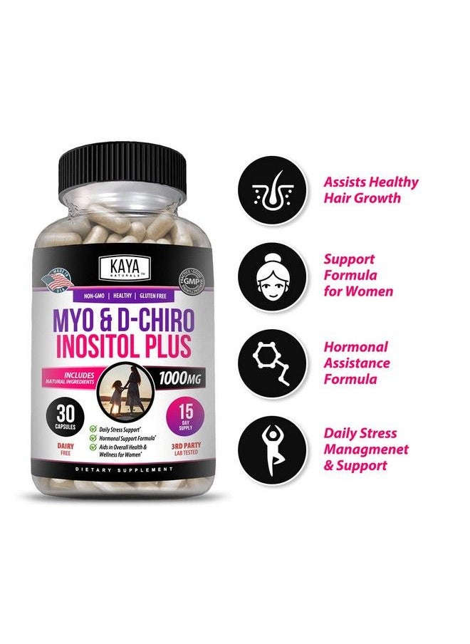 Kaya Naturals - Myo & Dchiro Inositol Plus ; Natural Fertility & Estrogen Supplements ; Most Optimal 40:1 Ratio ; Hormonal Balance & Healthy Ovarian Function Support For Women Vitamin B830 Capsules - Image 1