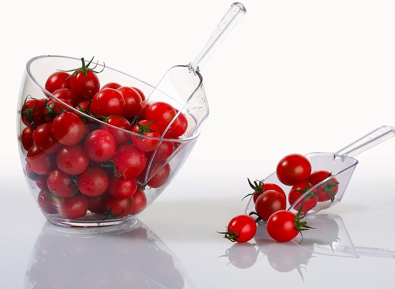 Hoolerry 12 Pcs Serving Bowls Kit Include Clear Plastic Bowls for Parties and Popcorn Measuring Scoops Acrylic Plastic Kitchen Angled Candy Scoops for Office Canister Salad Cooking 45 oz - Image 3