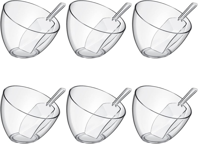 Hoolerry 12 Pcs Serving Bowls Kit Include Clear Plastic Bowls for Parties and Popcorn Measuring Scoops Acrylic Plastic Kitchen Angled Candy Scoops for Office Canister Salad Cooking 45 oz - Image 1