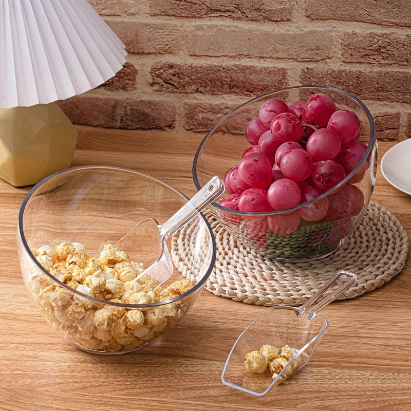 Hoolerry 12 Pcs Serving Bowls Kit Include Clear Plastic Bowls for Parties and Popcorn Measuring Scoops Acrylic Plastic Kitchen Angled Candy Scoops for Office Canister Salad Cooking 45 oz - Image 5