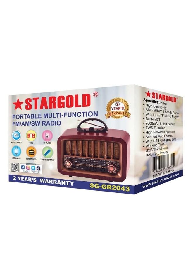 Stargold Portable Multi-Function FM/AM/SW Radio Bluetooth Connect, TWS, TF Player, USB Player - Image 2