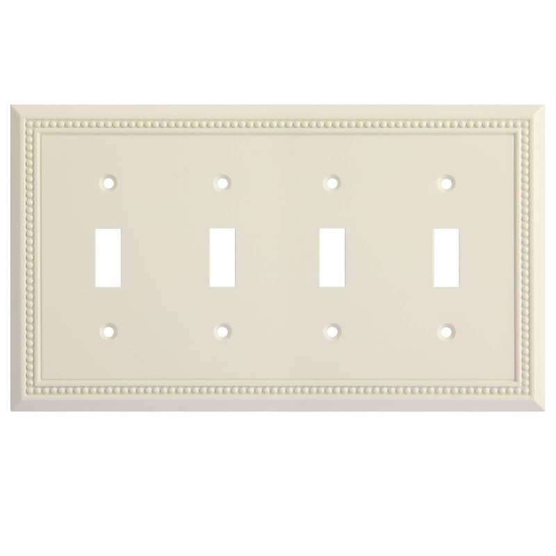 Henne Bery Sunken Pearls Heavy Duty Decorative Wall Plate Switch Plate Outlet Cover Quad Toggle Light Almond