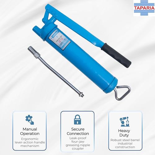 Taparia GGL 45E Heavy-Duty Grease Gun Barrel with Four-Jaw Coupler (450 CC, 2000 PSI, 1/2 Piston Size)-Soft Grip Handles, High-Pressure Industrial Lubrication Tool-Steel Barrel with Cast Iron Head - Image 5