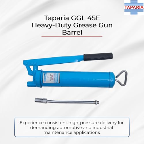 Taparia GGL 45E Heavy-Duty Grease Gun Barrel with Four-Jaw Coupler (450 CC, 2000 PSI, 1/2 Piston Size)-Soft Grip Handles, High-Pressure Industrial Lubrication Tool-Steel Barrel with Cast Iron Head - Image 2
