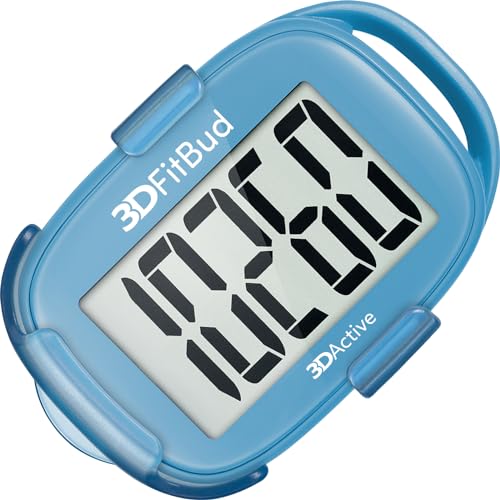 3DActive 3DFitBud Simple Step Counter Walking 3D Pedometer by 3DActive with Clip, Lanyard Accurate Step Tracker Large Display, Easy to Use Kids Men Women Adult Seniors Daily Step Tracking - A420S - Light Blue - Image 1