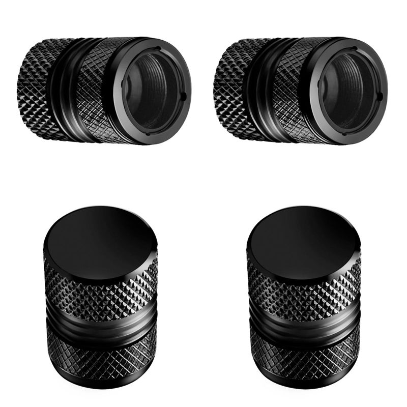 أغطية صمامات الإطارات 4 قطع مضادة للتآكل من سبائك الألمنيوم الم anodized العالمية للسيارات SUV الدراجات السوداء