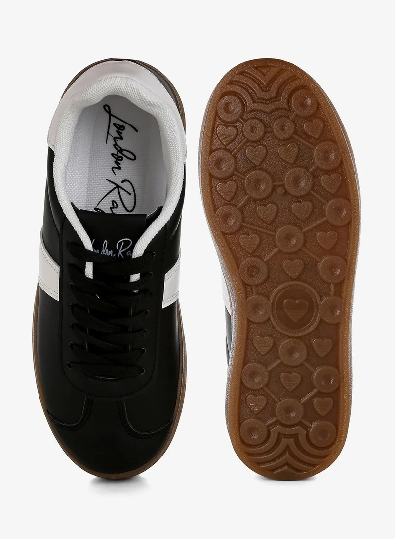 London Rag Black Faux Leather Lace-Up Sneaker in Black for Women | Best Price UAE
