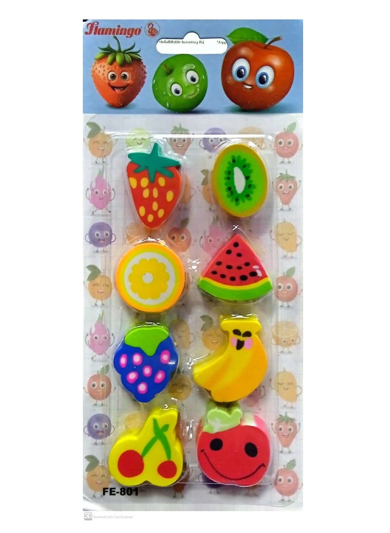 Flamingo ERASER BLISTER FRUIT 8PC - Image 1