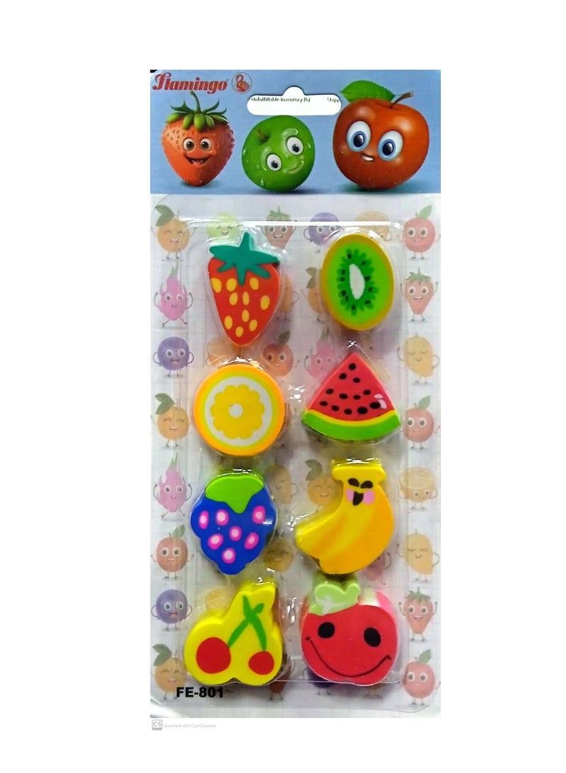 Flamingo ERASER BLISTER FRUIT 8PC - Image 2