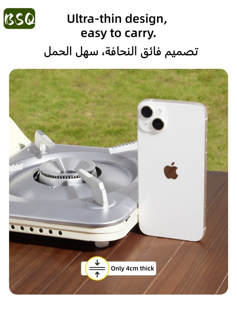 بي إس كيو موقد غاز البوتان المحمول | موقد غاز بتصميم فائق النحافة | موقد غاز للسفر | موقد تخييم خارجي مقاوم للرياح | قوة عالية 3500 واط | كفاءة عالية وتوفير في الطاقة | إشعال إلكتروني | ملحقات التخييم | مناسب للتخييم والنزهات والأنشطة الخارجية وصيد الأسماك وحفلات الشواء - Image 5