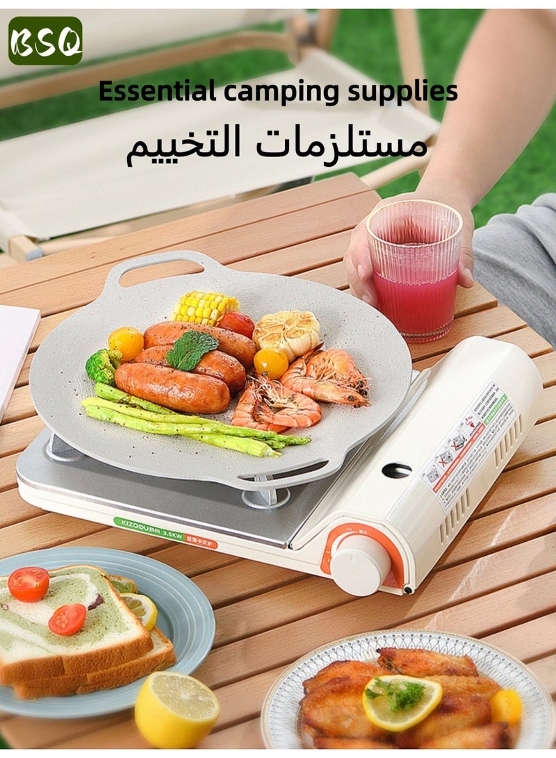 بي إس كيو موقد غاز البوتان المحمول | موقد غاز بتصميم فائق النحافة | موقد غاز للسفر | موقد تخييم خارجي مقاوم للرياح | قوة عالية 3500 واط | كفاءة عالية وتوفير في الطاقة | إشعال إلكتروني | ملحقات التخييم | مناسب للتخييم والنزهات والأنشطة الخارجية وصيد الأسماك وحفلات الشواء - Image 1