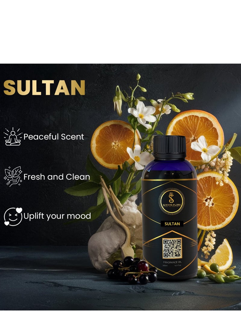 سينتا فلورا زيت عطر الناشر Sultan - رائحة مهدئة ومُعالجة ومُريحة لأجهزة التعطير - علاج عطري (500 مل)  - Image 1