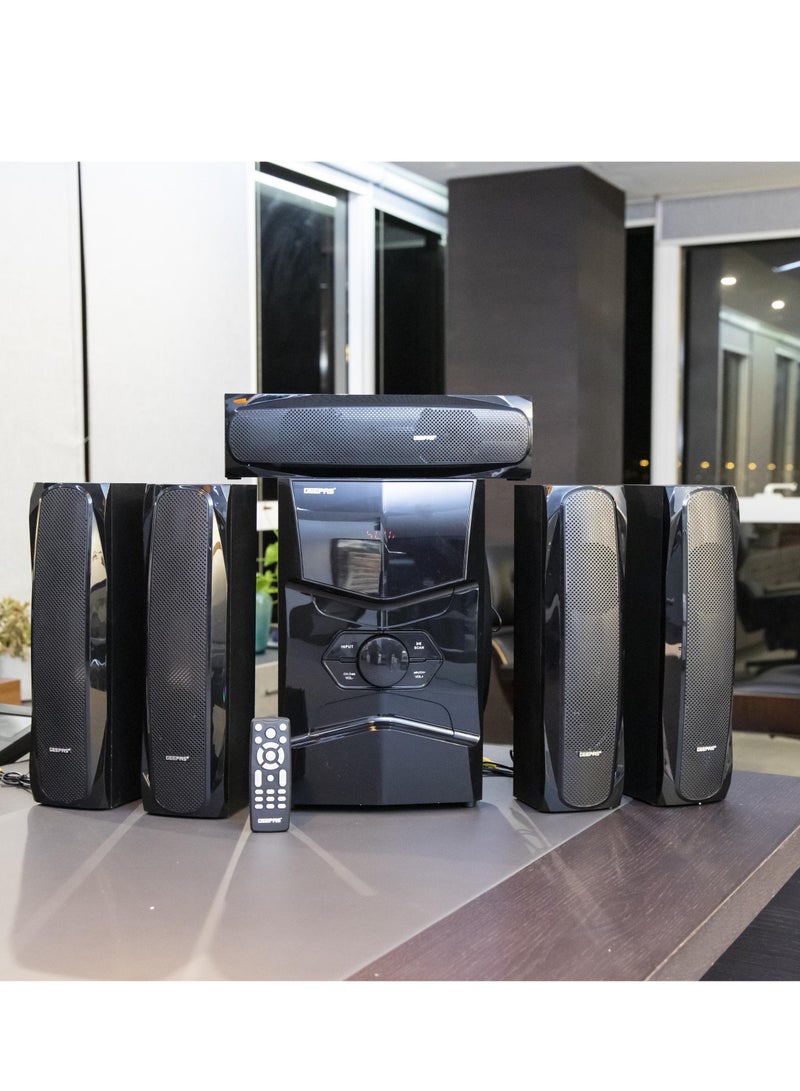 5.1 Channel Multimedia Speaker System with Remote Control- GMS8578| FM Radio, Bluetooth, USB Input, SD Card Reader, Karaoke Function| LED Display, 50000W PMPO Speaker Unit