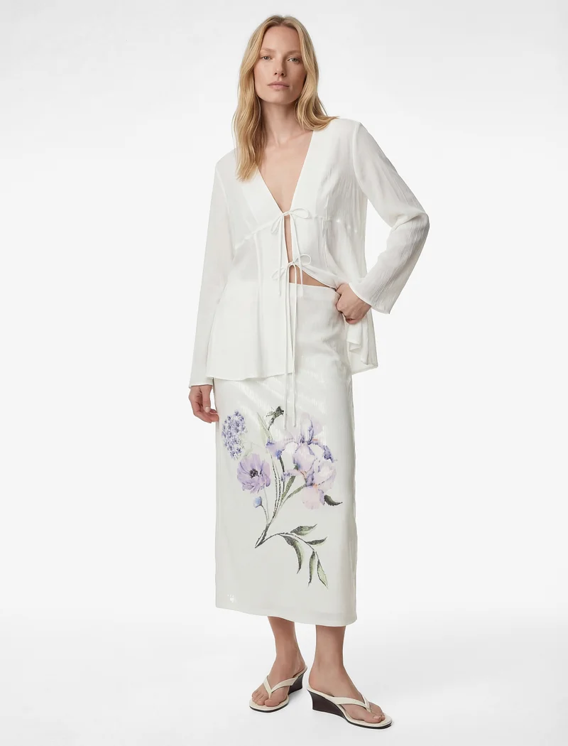 كوتون Sequined Midi Skirt