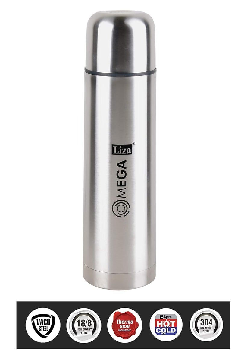 Liza Liza Omega Vacu Steel Flip Lid Hot and Cold Flask 1000 ml Silver - Image 3