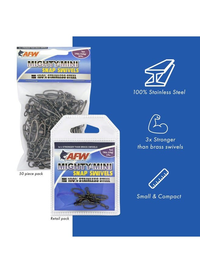 American Fishing Wire دوارات صغيرة قوية (100% فولاذ مقاوم للصدأ)، لون أسود، حجم 3، اختبار 170 رطل، 50 قطعة - Image 2
