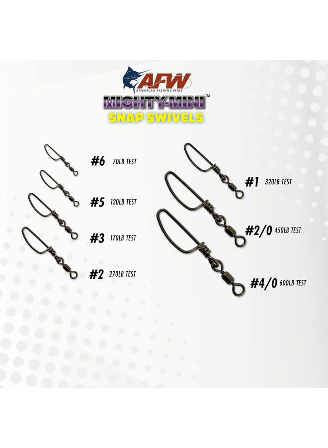 American Fishing Wire دوارات صغيرة قوية (100% فولاذ مقاوم للصدأ)، لون أسود، حجم 3، اختبار 170 رطل، 50 قطعة - Image 3