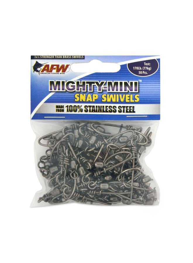 American Fishing Wire دوارات صغيرة قوية (100% فولاذ مقاوم للصدأ)، لون أسود، حجم 3، اختبار 170 رطل، 50 قطعة - Image 1