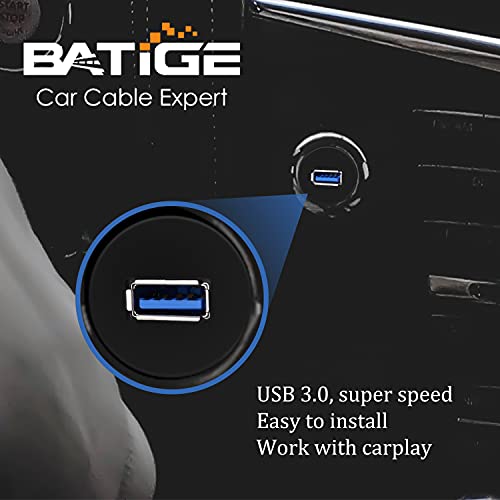 BATIGE 2 Pack Single Port USB 3.0 Car Mount Flush Cable USB3.0 Male to Female Extension Waterproof for Car Truck Boat Motorcycle Dashboard Panel 3ft - Image 2