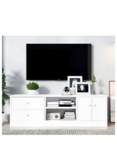 Golden Tv Cabinet Bedroom Low TV Cabinet Simple Style TV Bench Multifunctional TV Stand Floor Cabinet Living Room(White)  - Image 1