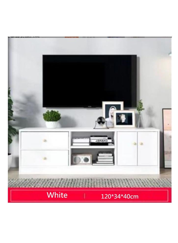 Golden Tv Cabinet Bedroom Low TV Cabinet Simple Style TV Bench Multifunctional TV Stand Floor Cabinet Living Room(White)  - Image 2
