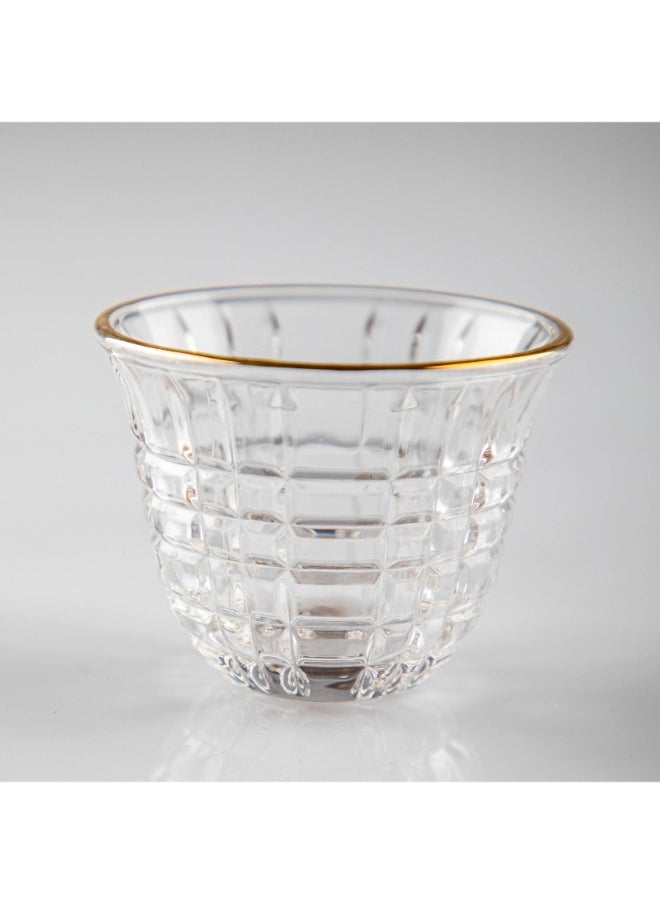 Soleter Cawa Set Of Arabic Coffee Cups With Gold Rim | Traditional Design | Transparent | Set Of 12pcs  - Image 4