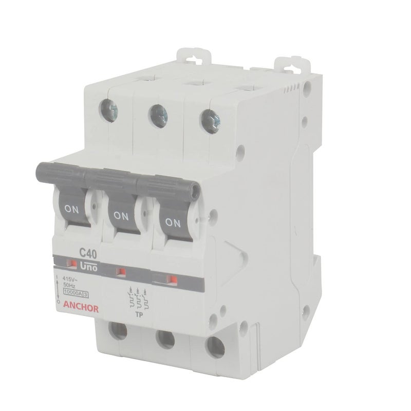 Anchor by Panasonic UNO 40 Amp Triple Pole C Curve MCB ISI Marked Double Pole 40A Miniature Circuit Breaker 980312 - Image 4