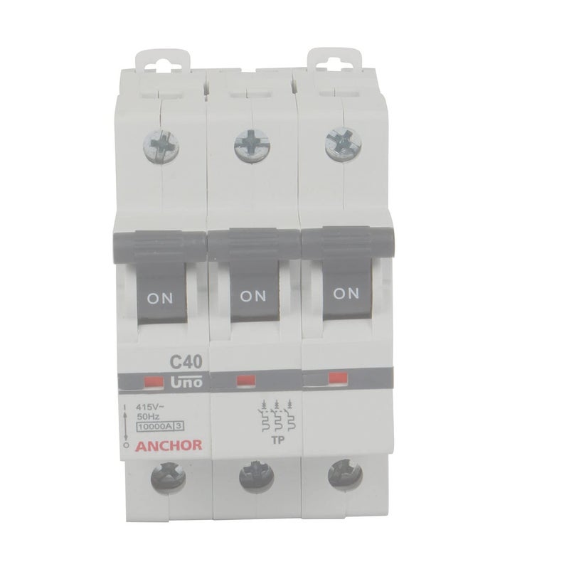 Anchor by Panasonic UNO 40 Amp Triple Pole C Curve MCB ISI Marked Double Pole 40A Miniature Circuit Breaker 980312 - Image 2